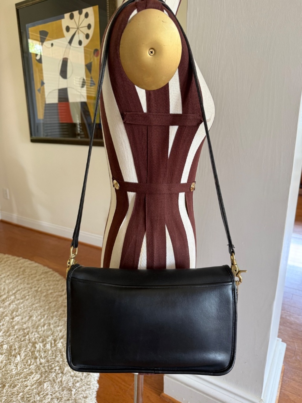 VTG Coach Black Glove Tanned Leather Organizer/Courier Crossbody Bag 0605 NYC - Picture 3 of 16